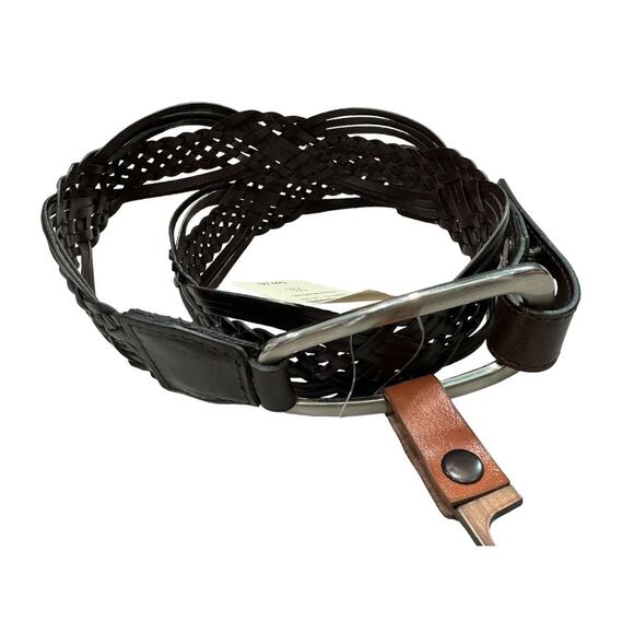 Coldwater Creek Womens Belt Sz XL Bonded Brown Braided Leather NEW - Picture 2 of 4